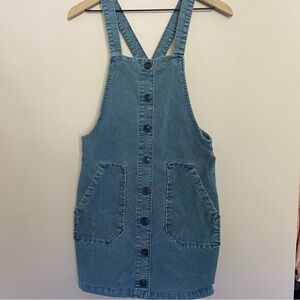 American Eagle Blue Corduroy Button Pinafore Dress